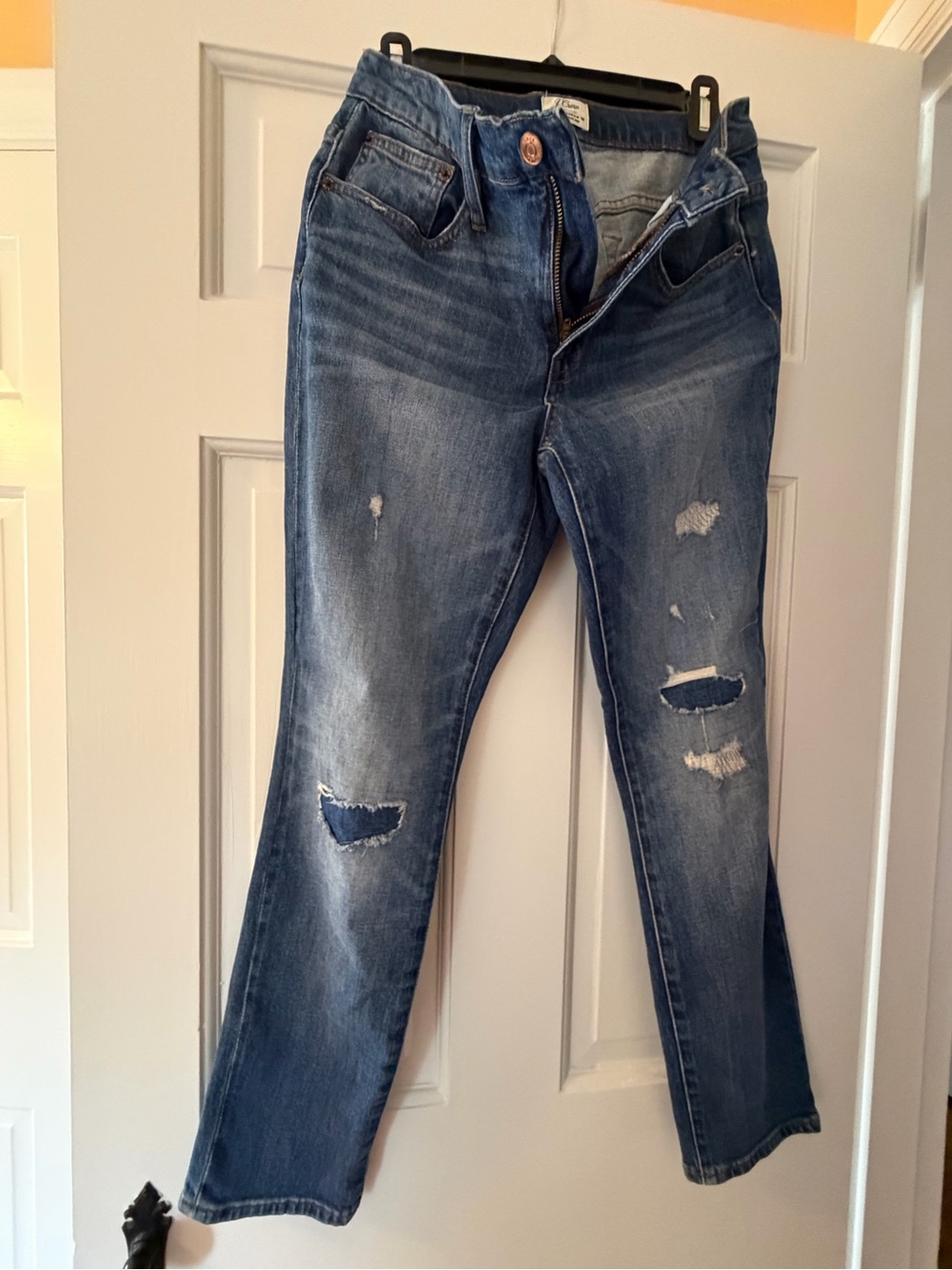 Distressed Blue Denim Jeans - Ripped Style